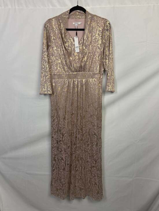 Chico's Dresses & Skirts - Chicos NWT Classic Pleat Metallic Maxi Dress Rose Gold Womens Sz 1